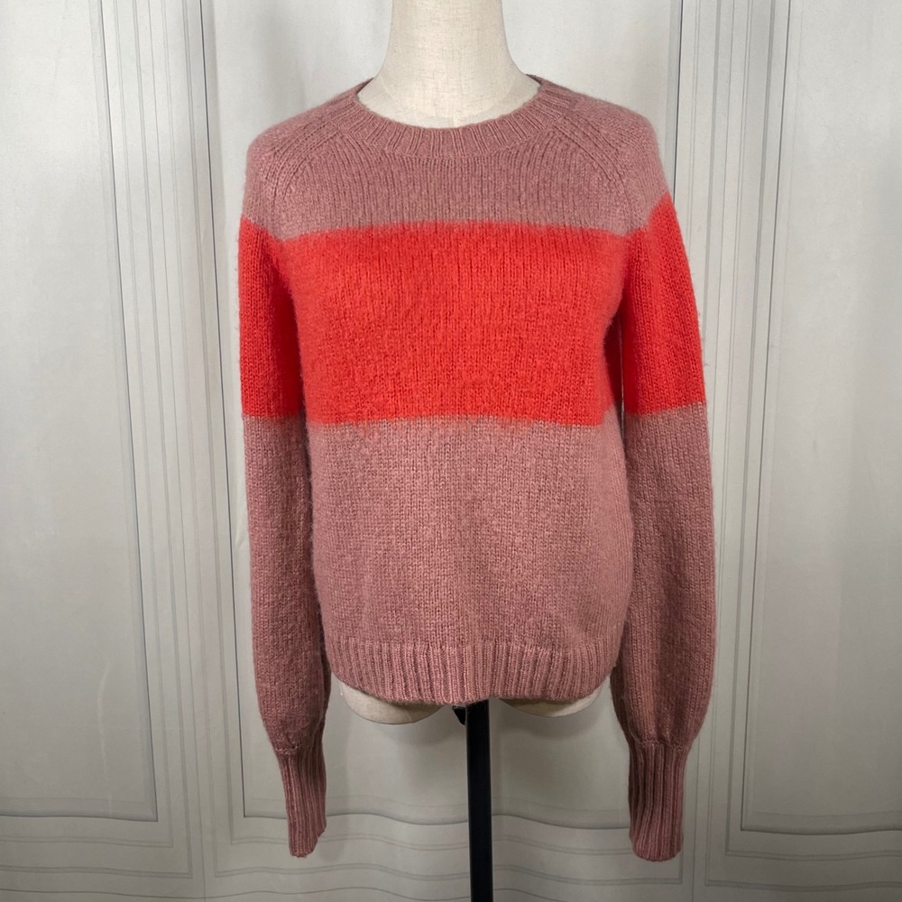 AllSaints - Lou Uno Italian Yarn Striped Sweater - Dark Rose Pink/Lava - S‎